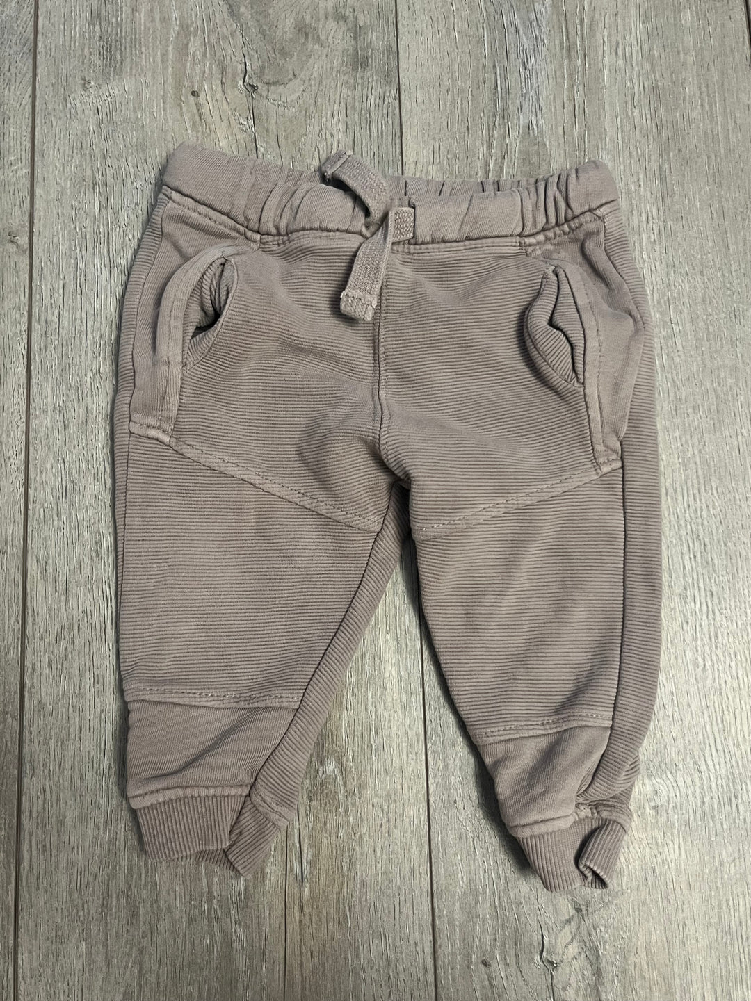 Zara Ribbed Moto Sweatpants – 9–12M | Tan