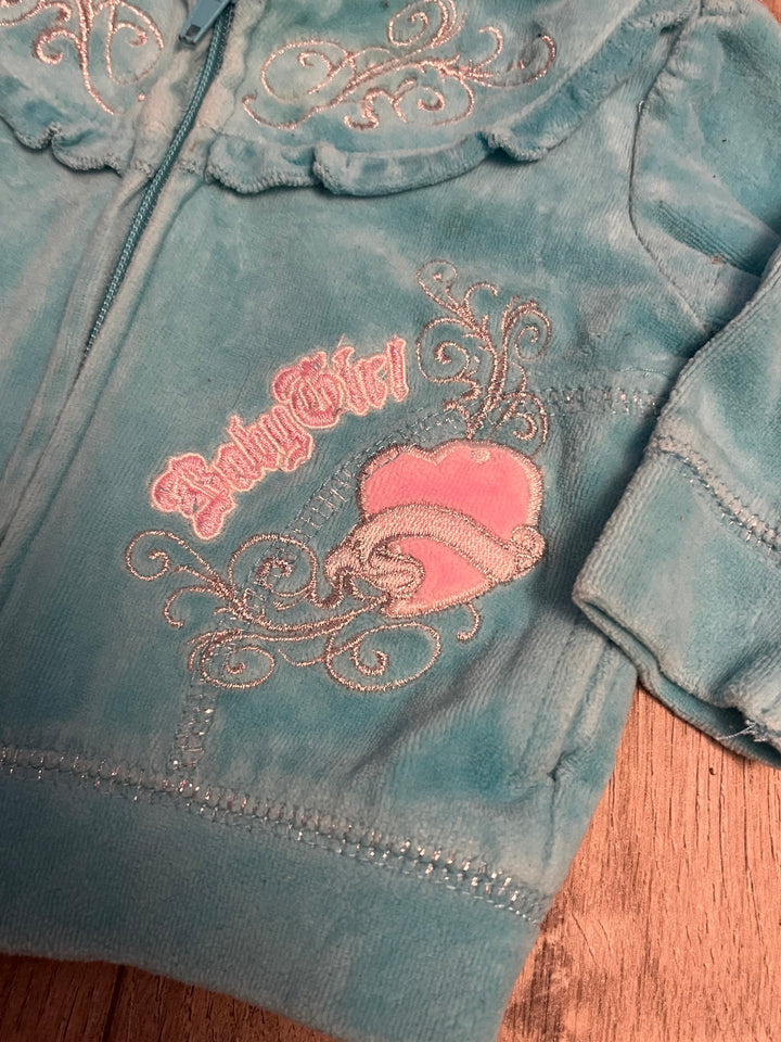 Diva Velour Zip-Up Hoodie – 3–6M | Baby Girl