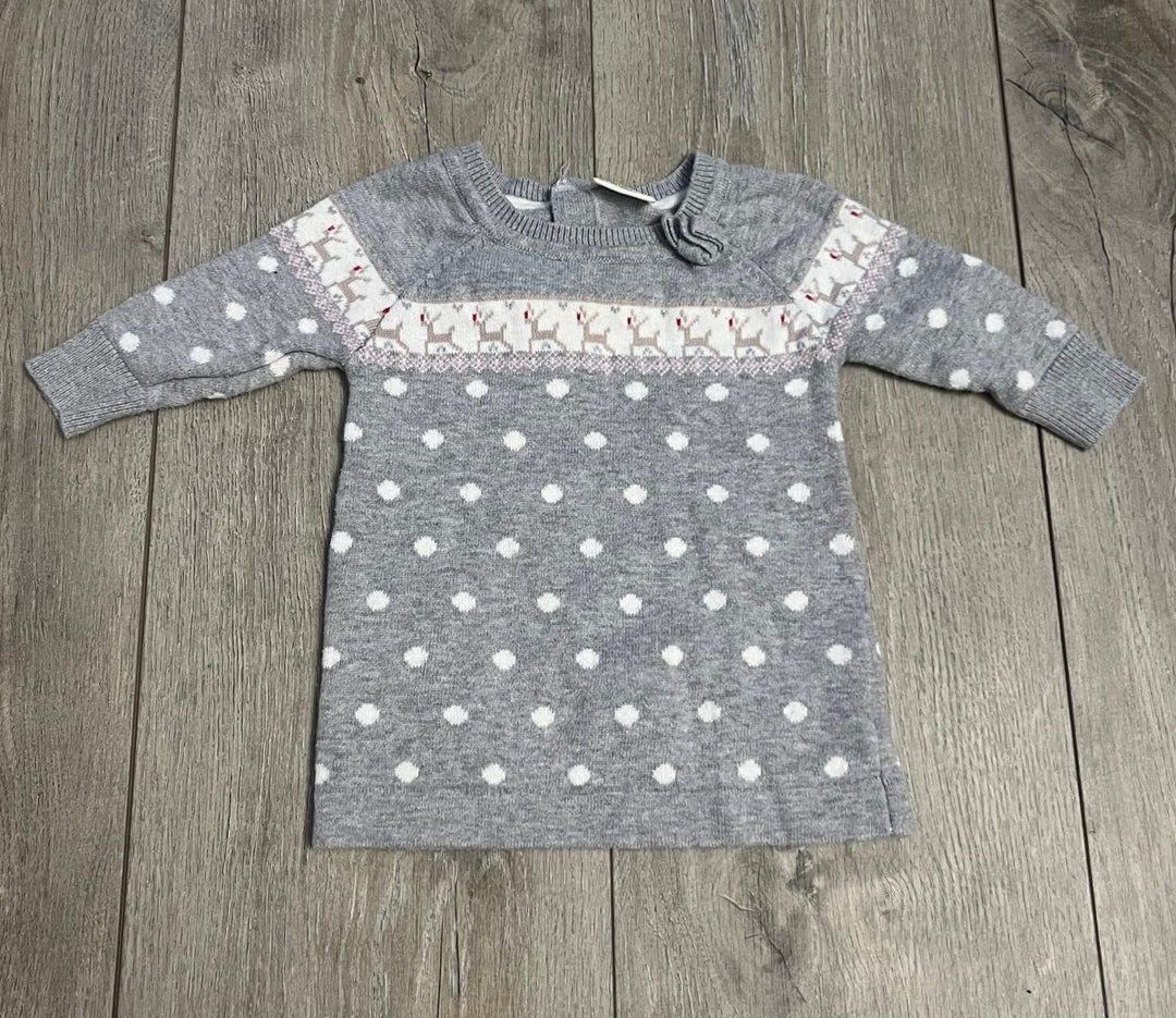 Nevada Knit Christmas Dress – 3M | Grey Polka Dot