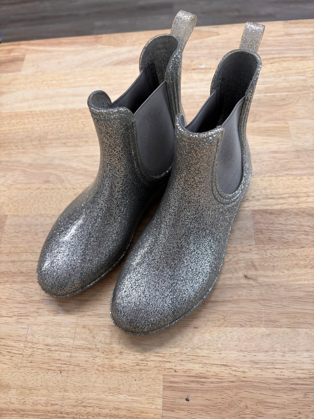 Silver Sparkle Rubber Ankle Boots Size 2