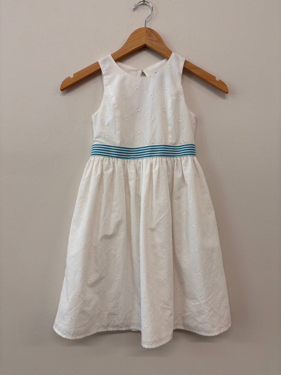 Chaps Size 8 White Eyelet Dress (Like New) - Nest and Sprout - Consignment