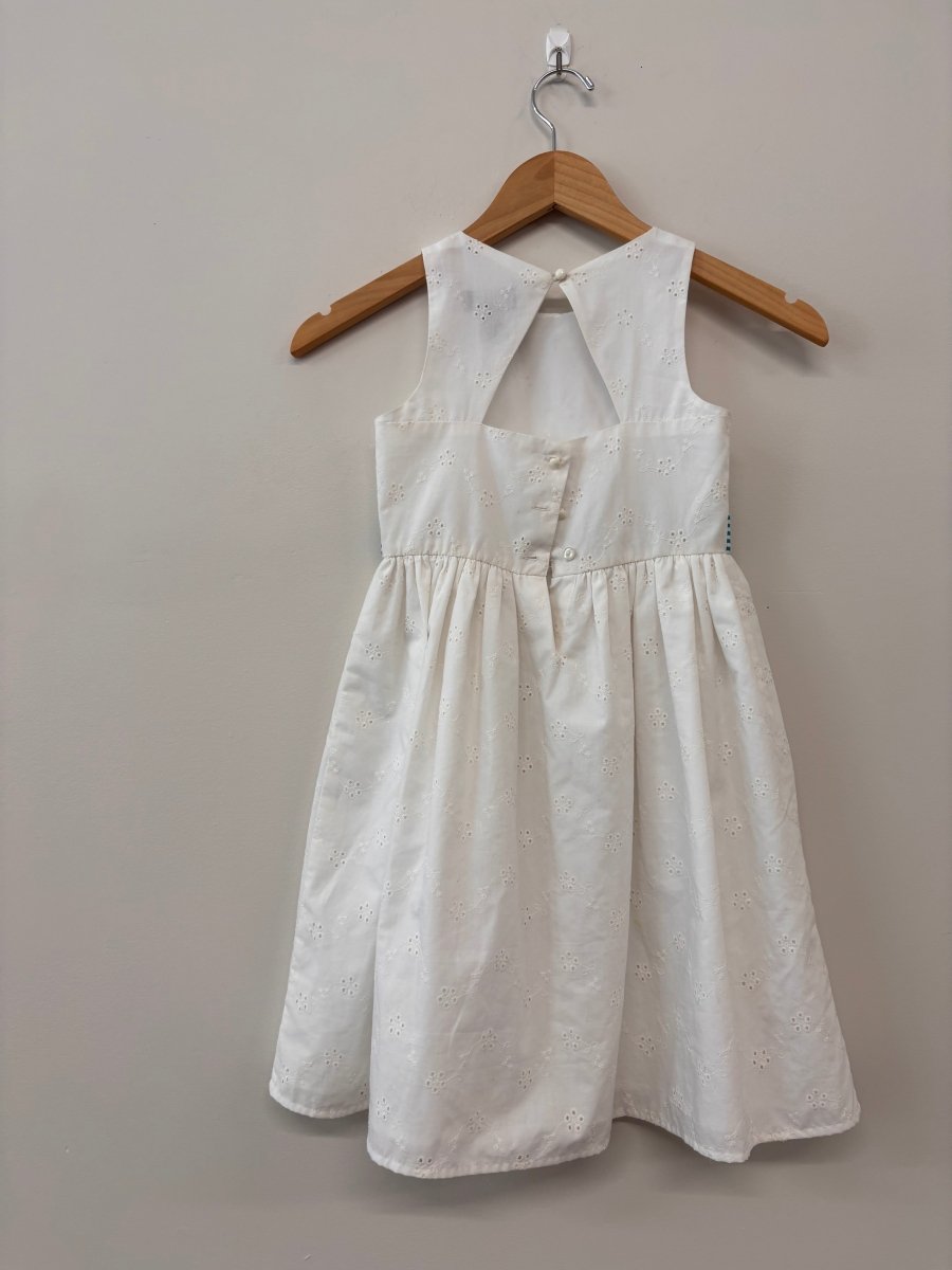 Chaps Size 8 White Eyelet Dress (Like New) - Nest and Sprout - Consignment