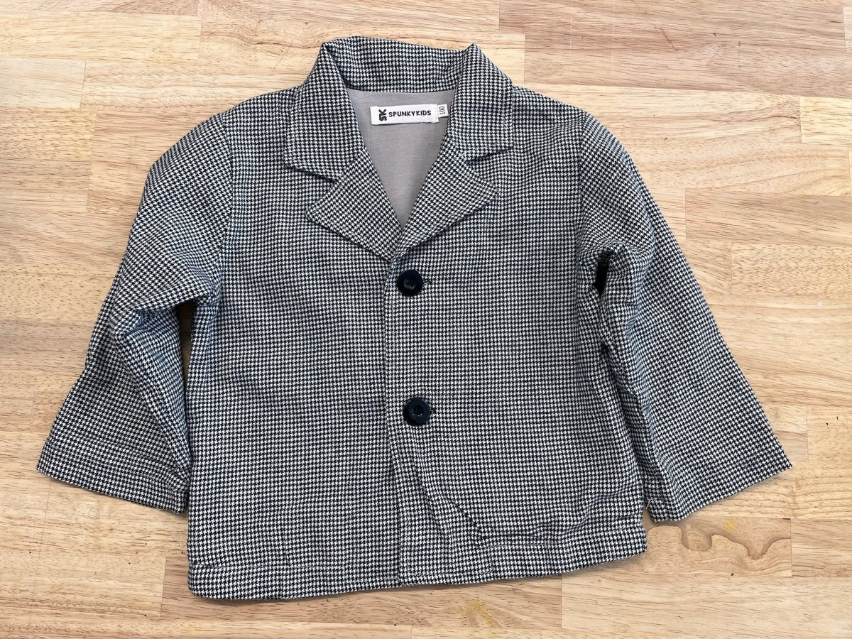 Spunky Kids Size 100 Black & White Houndstooth Jacket - Nest and Sprout - Consignment