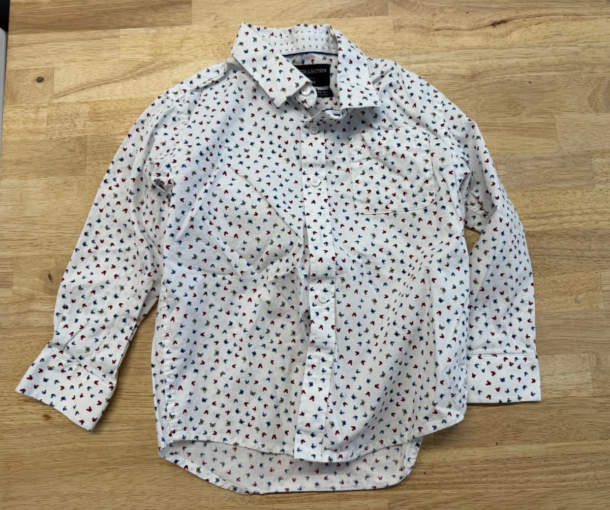 Report Collection Slim Fit Stretch Shirt Butterfly Print | Size 6 - Nest and Sprout - Consignment