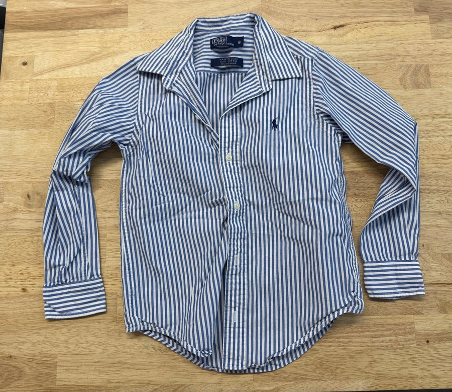 Polo Ralph Lauren Blue Stripe Button - Up Shirt | Size 6 - Nest and Sprout - Consignment