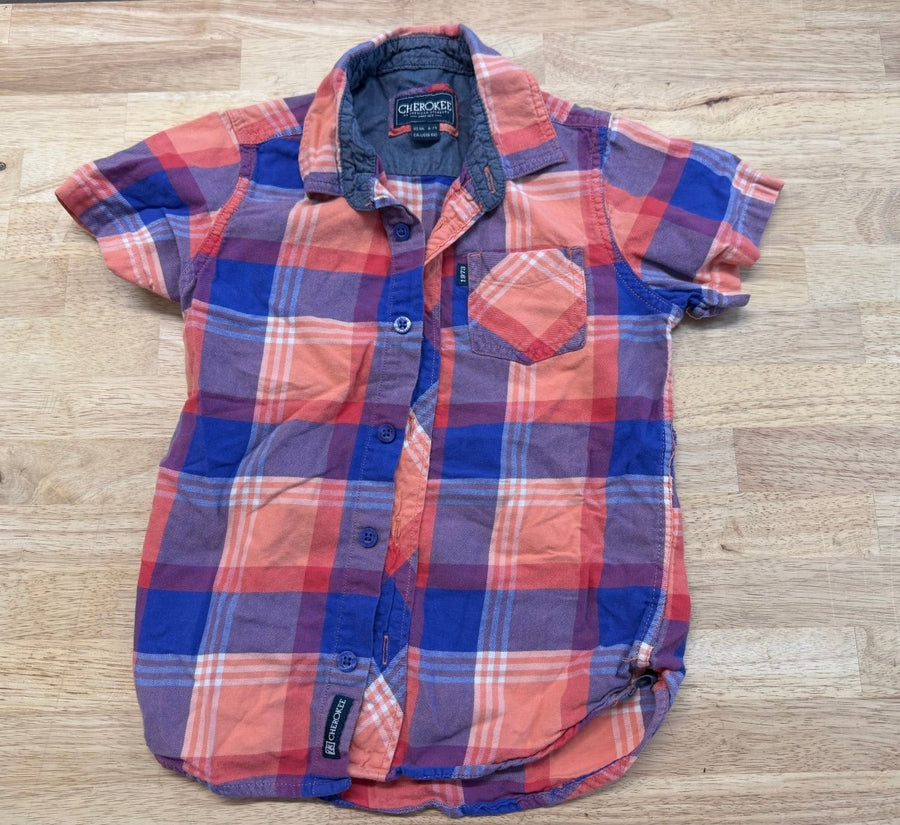 Cherokee Plaid Button - Up Shirt Purple Orange | Size 6/7 - Nest and Sprout - Consignment