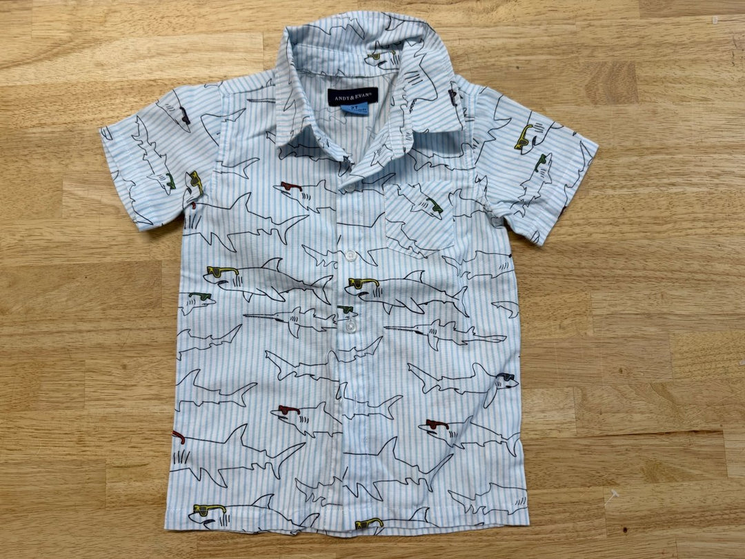 Andy & Evan Shark Button - Up Shirt | Size 2T - Nest and Sprout - Consignment