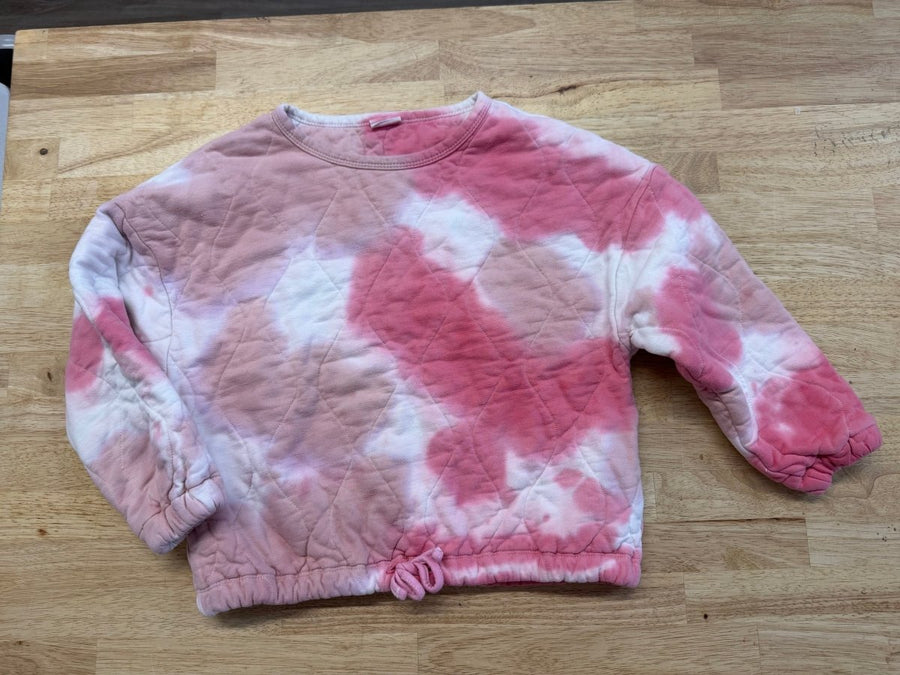 Zara Kids Quilted Cropped Sweatshirt Pink Tie Dye | Size 8 - Nest and Sprout - Consignment