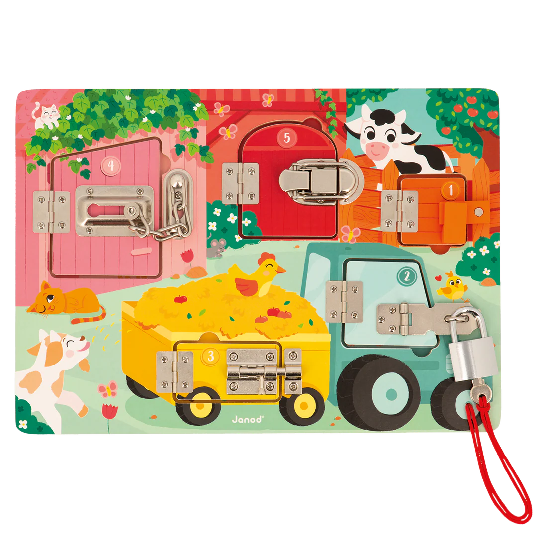 Janod Padlocks Board, Farm - Nest and Sprout - Janod
