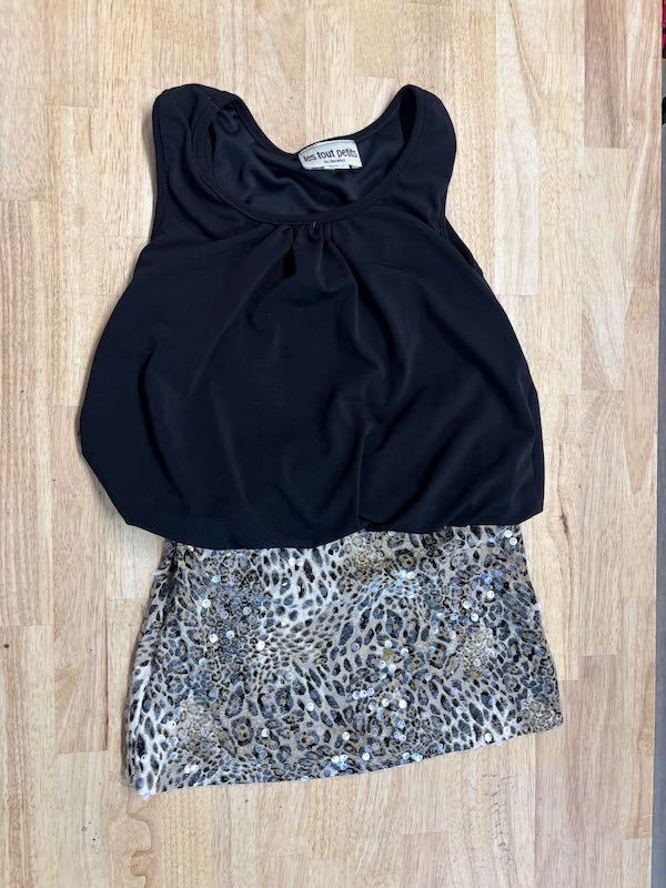 Les Tout Petits Black Sequin Dress | Size 7
