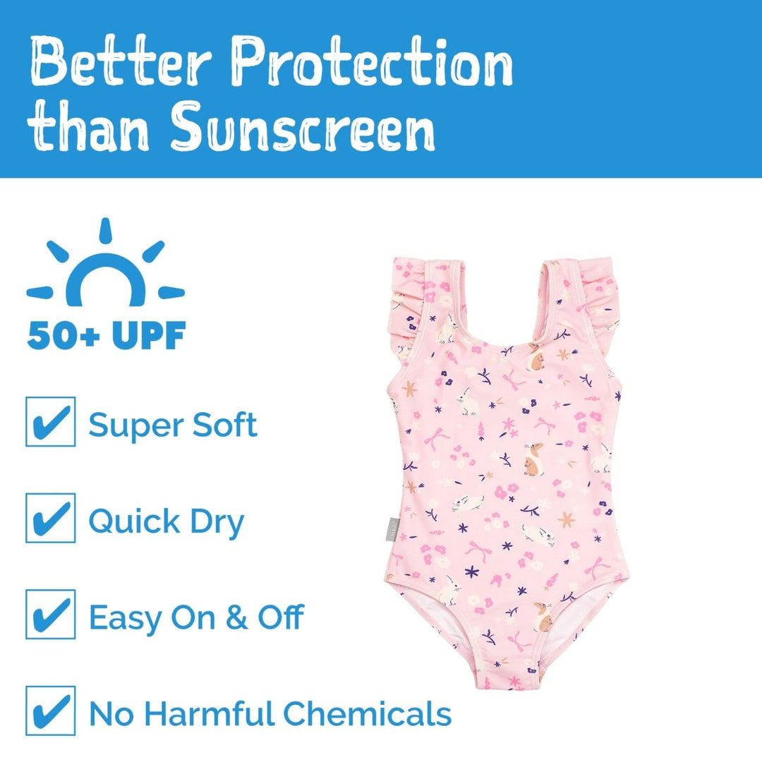 Jan & Jul Ruffle Swimsuit – Bunny Flowers - Nest and Sprout - Jan & Jul