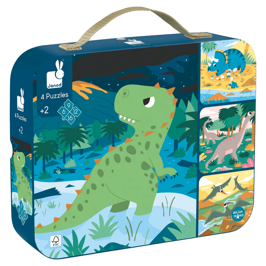 Janod 4 in 1 Progressive Puzzle, Dinosuar - Nest and Sprout - Janod