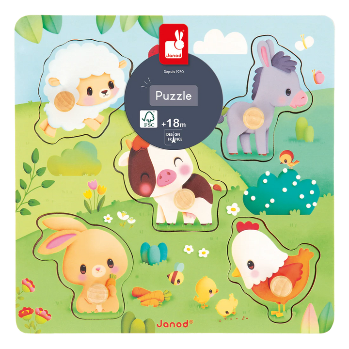 Janod Tractor Puzzle, Tactile