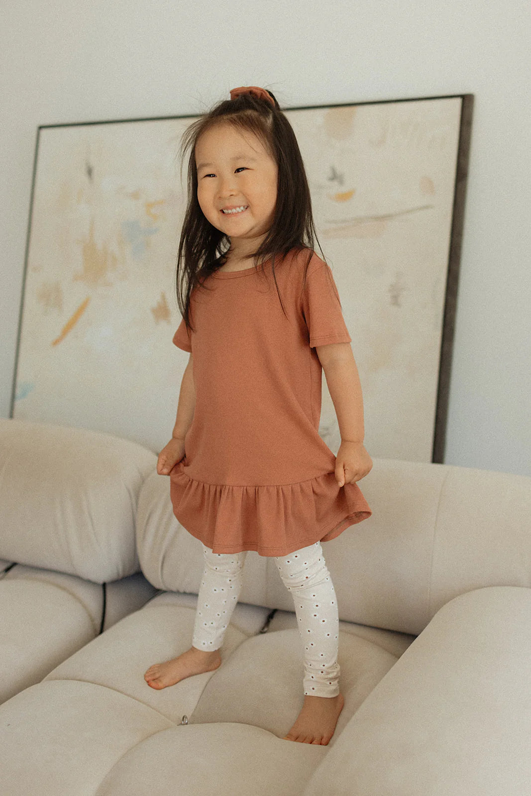 Jax & Lennon Kids Ribbed Peplum Tee – Copper Blush