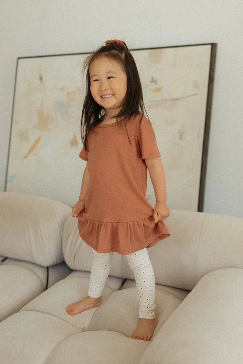Jax & Lennon Kids Ribbed Peplum Tee – Copper Blush - Nest and Sprout-Jax & Lennon