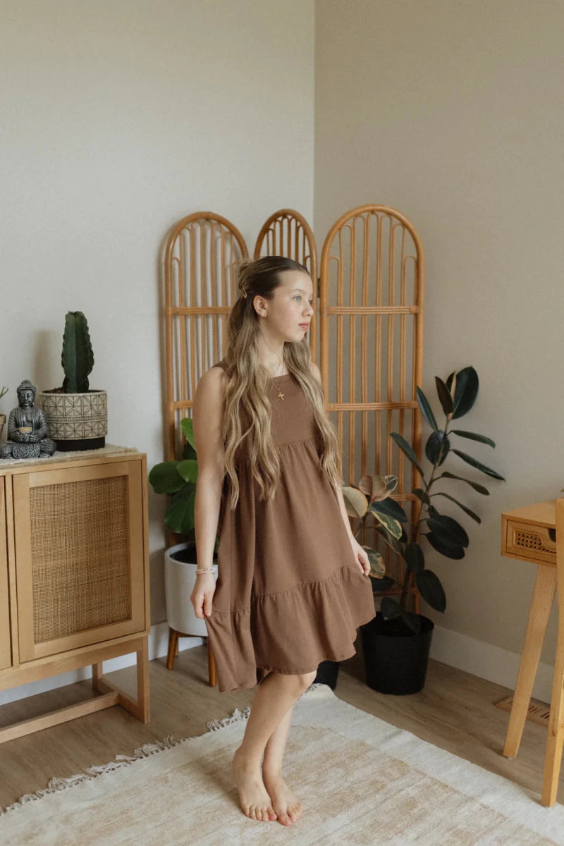Jax & Lennon Youth Midi Dress – Cocoa Brown - Nest and Sprout - Jax & Lennon