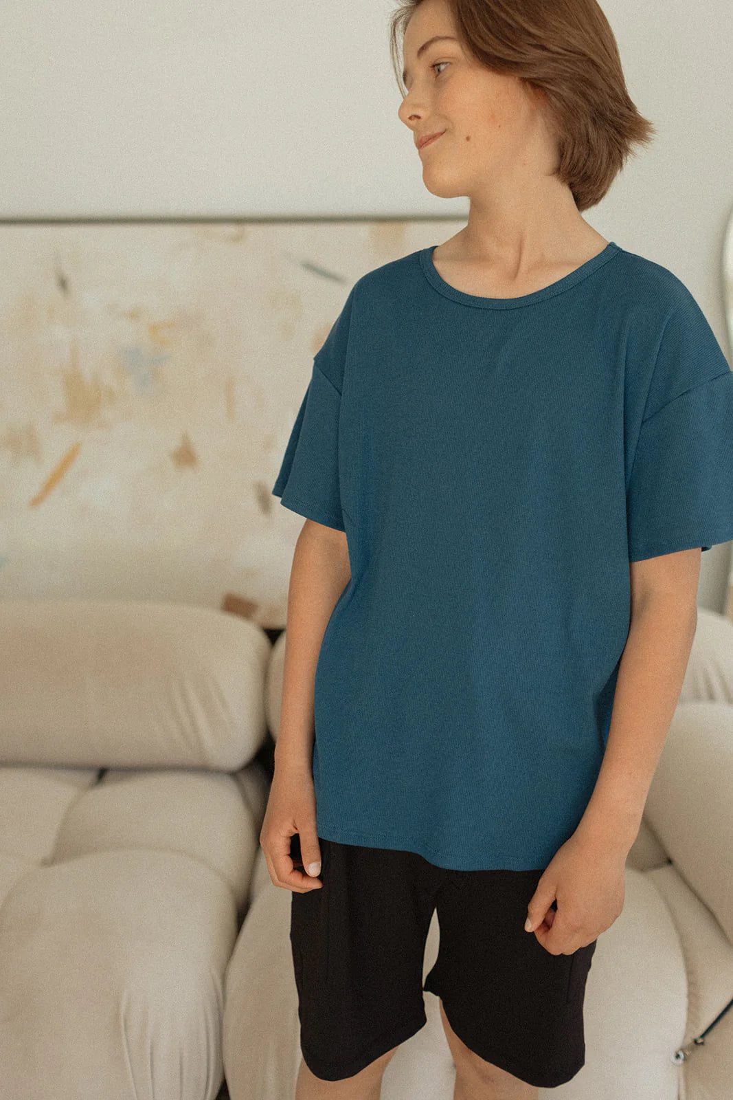 Jax & Lennon Youth Ribbed Boxy Tee – Midnight