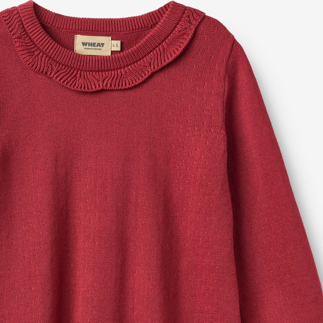 Wheat Knit Dress L/S Nannie – Red Cherry - Nest and Sprout-Wheat