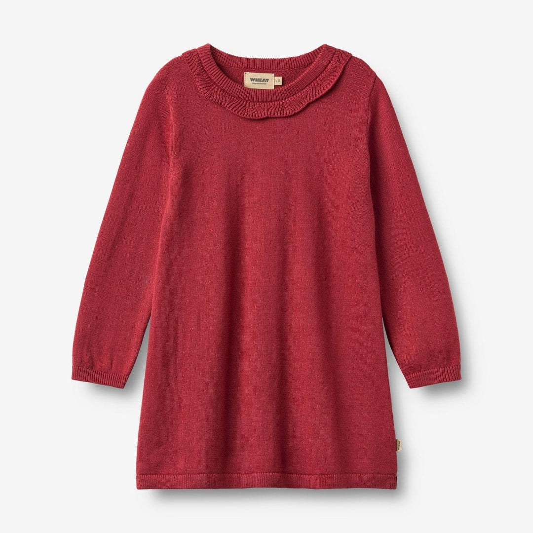 Wheat Knit Dress L/S Nannie – Red Cherry - Nest and Sprout-Wheat
