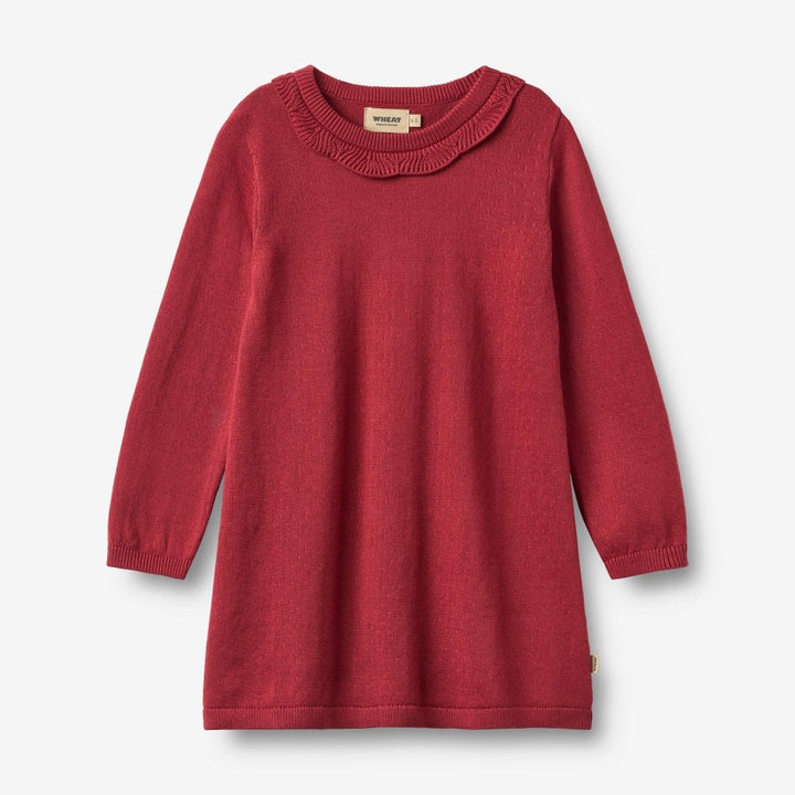 Wheat Knit Dress L/S Nannie – Red Cherry - Nest and Sprout-Wheat