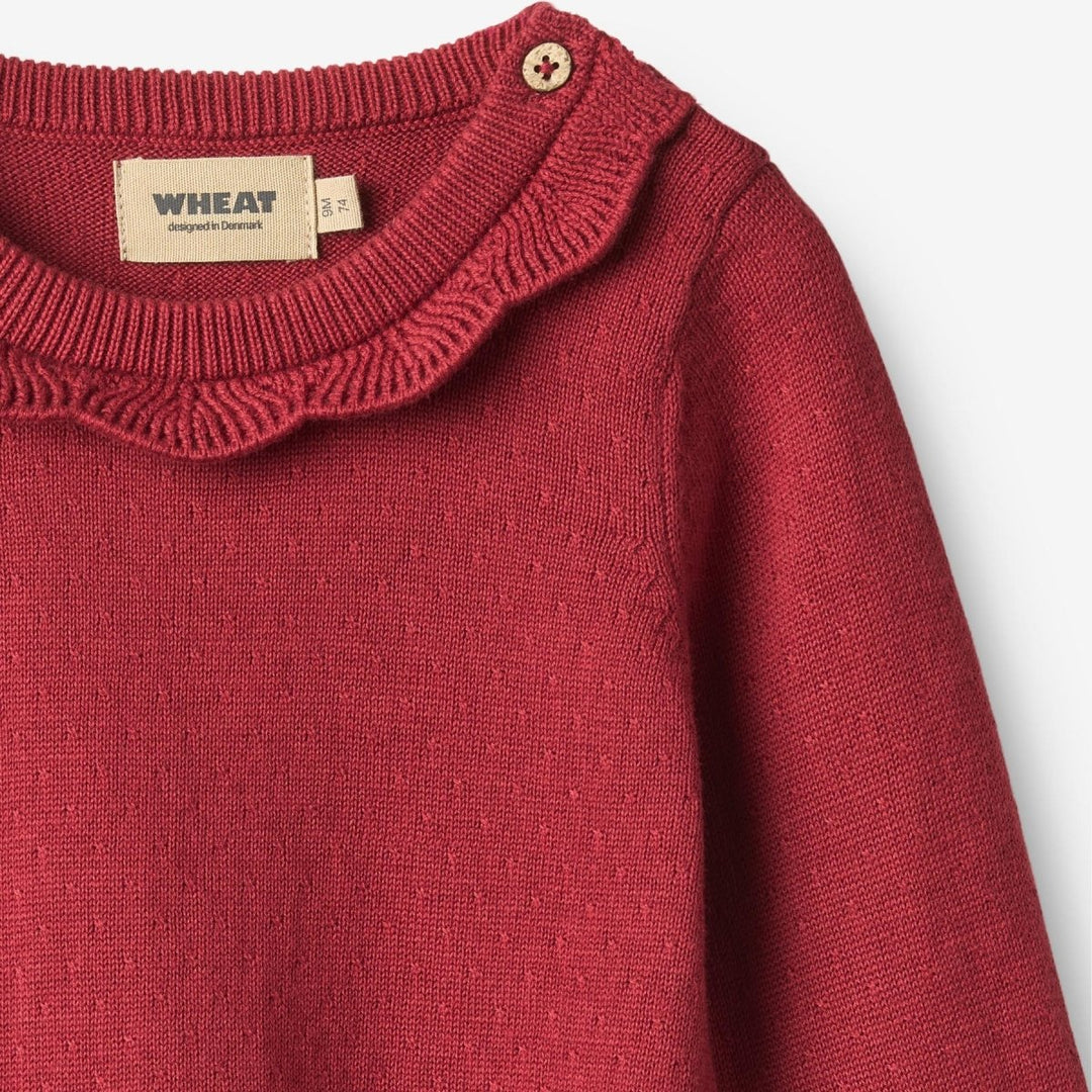 Wheat Knit Dress Nannie Baby – Red Cherry - Nest and Sprout-Wheat