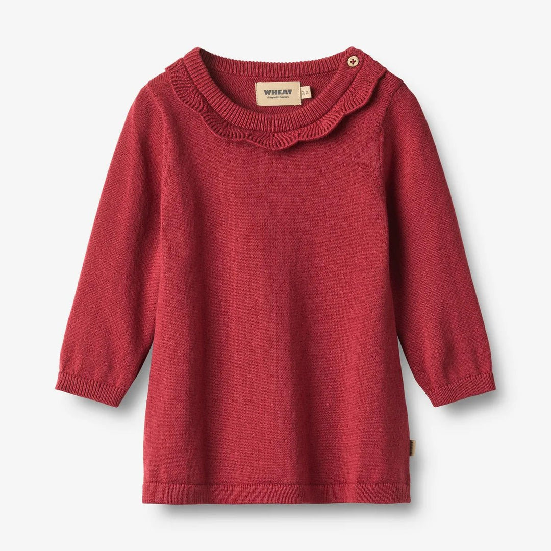 Wheat Knit Dress Nannie Baby – Red Cherry - Nest and Sprout-Wheat