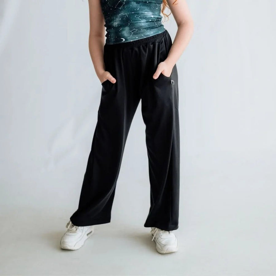 Little & Lively Pants – Youth Bamboo Wide Leg – Black - Nest and Sprout-Little & Lively