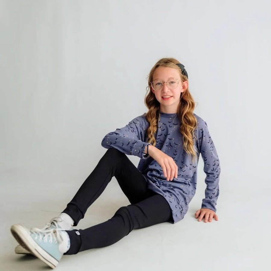 Little & Lively Sweatshirt – Bamboo Raglan Pullover – Batty Twilight - Nest and Sprout-Little & Lively