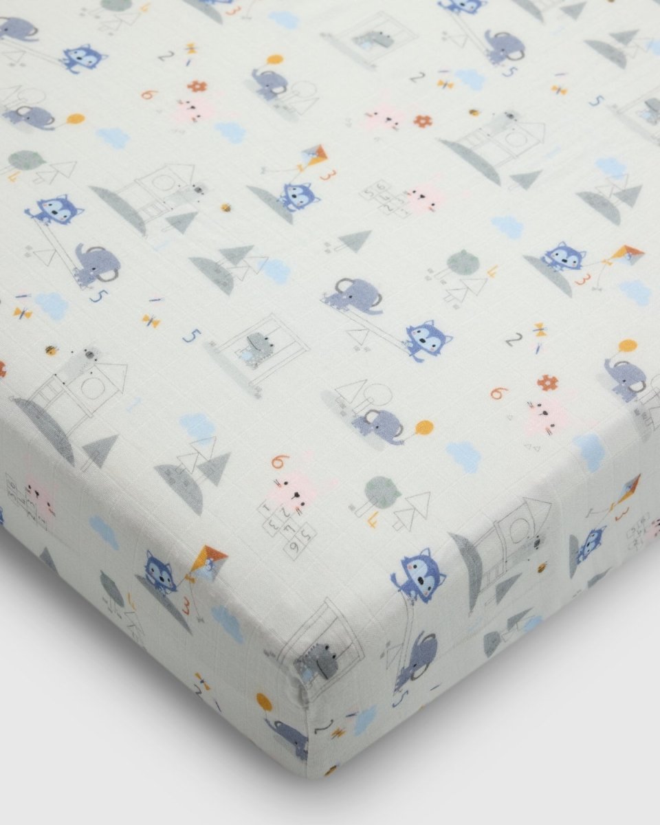Loulou Lollipop Muslin Fitted Crib Sheet - Mini Matheletes - Nest and Sprout - Loulou Lollipop