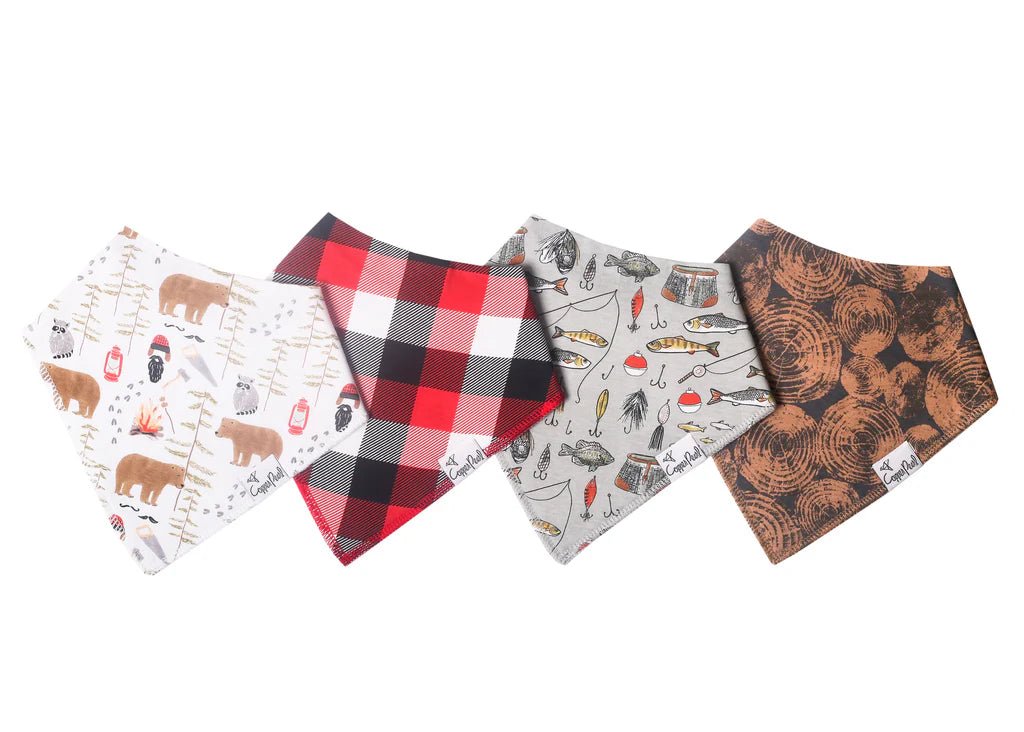 Copper Pearl Bandana Bib Set - Lumberjack - Nest and Sprout - Copper Pearl