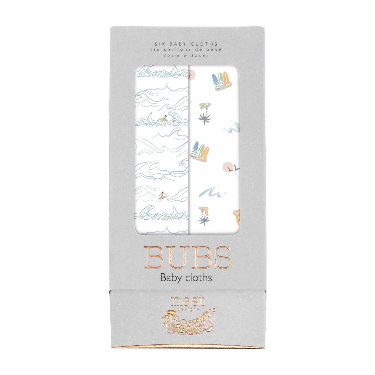 Bubs Baby Washcloths (Bamboo, 6 Pack) - Surf Camp - Nest and Sprout - Nest Designs