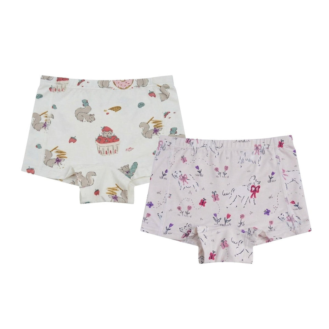Nest Designs Girl Boy Short Underwear 2 - Pack – Doggie Meadow/Very Squirrelly - Nest and Sprout - Nest Designs