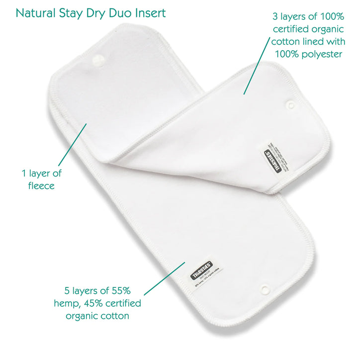 Thirsties Duo Inserts (Natural & Stay-Dry)| Size 1 Prepped