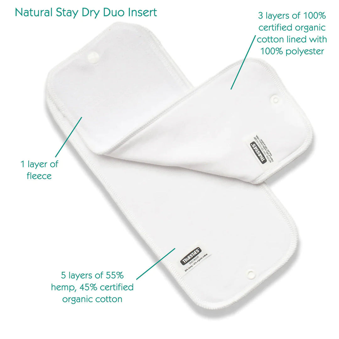 Thirsties Duo Inserts (Natural )| Size 2 OS Prepped