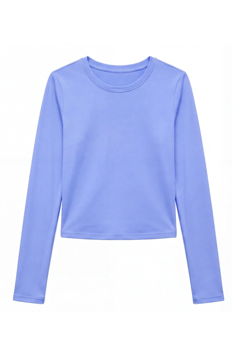 Preppy Goose Oakley - Crisscross Back Keyhole Long Sleeve Top - Periwinkle - Nest and Sprout-Limeapple | Peppy Goose