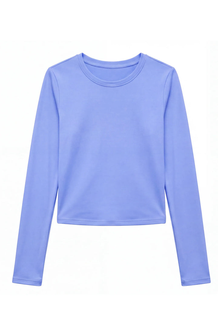 Preppy Goose Oakley - Crisscross Back Keyhole Long Sleeve Top - Periwinkle