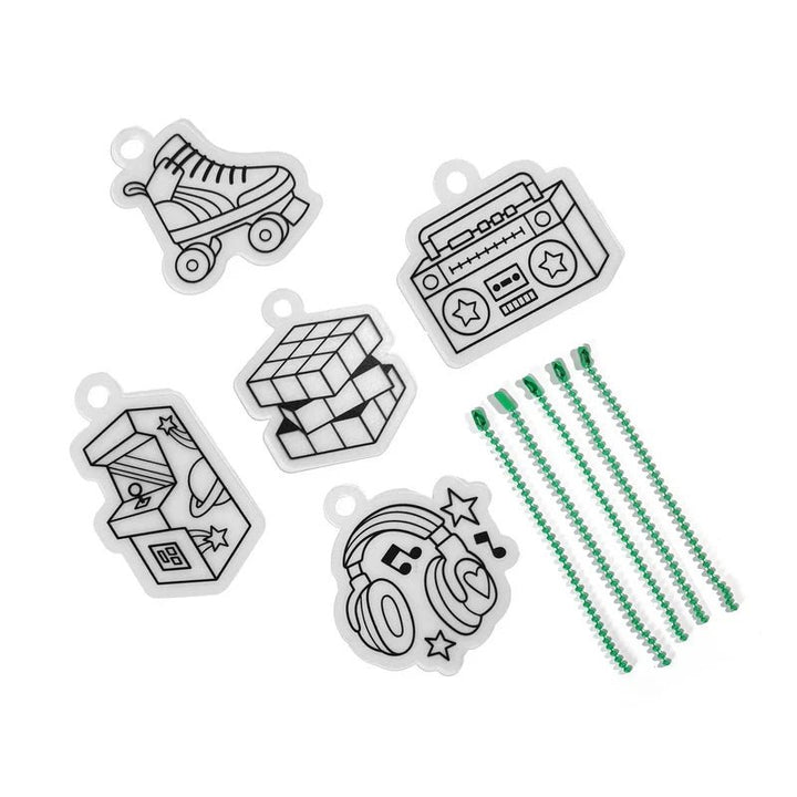 Shrink-Its! Mini DIY Shrink Art Kit - Rad Times - 5 Charms - Nest and Sprout-Ooly