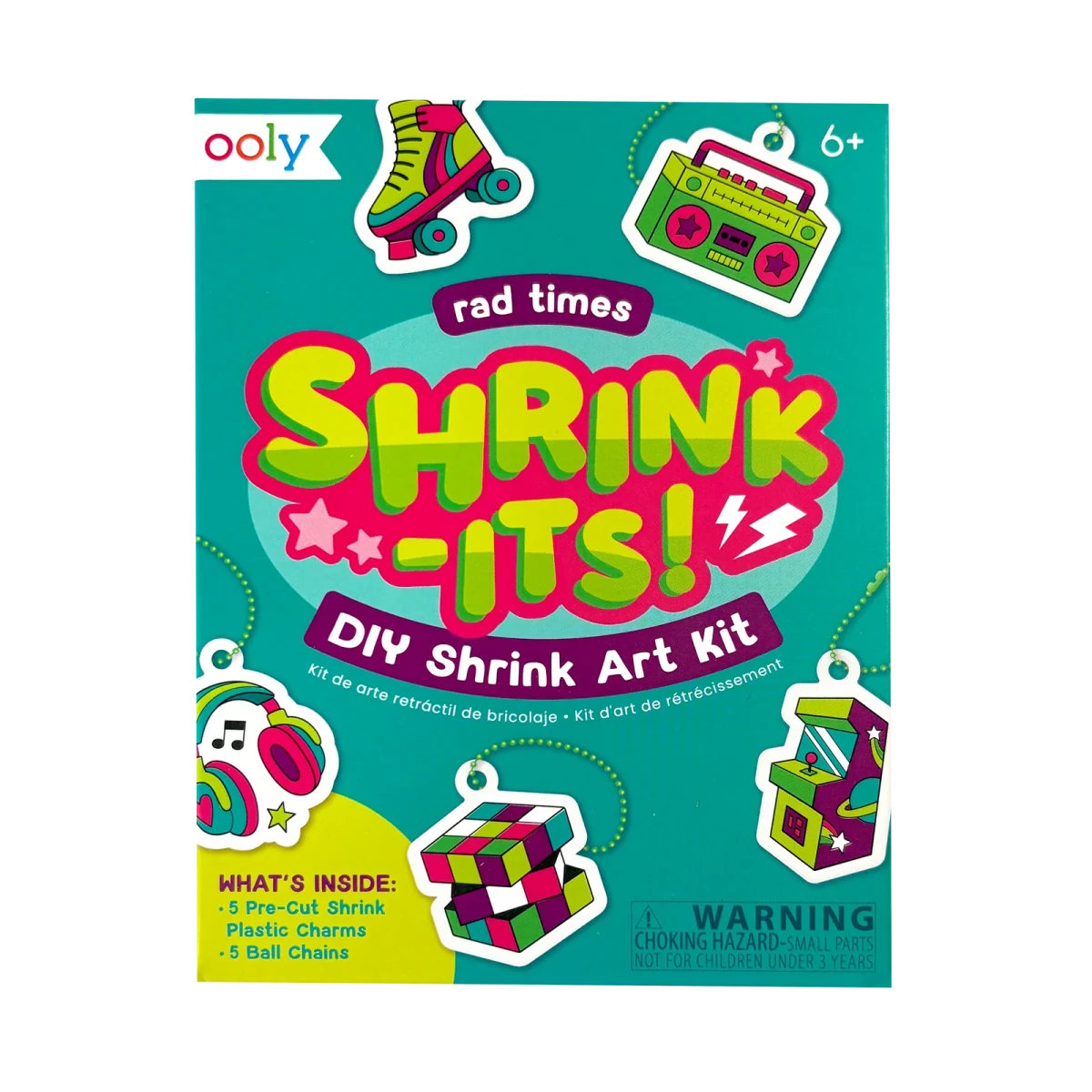 Shrink-Its! Mini DIY Shrink Art Kit - Rad Times - 5 Charms - Nest and Sprout-Ooly