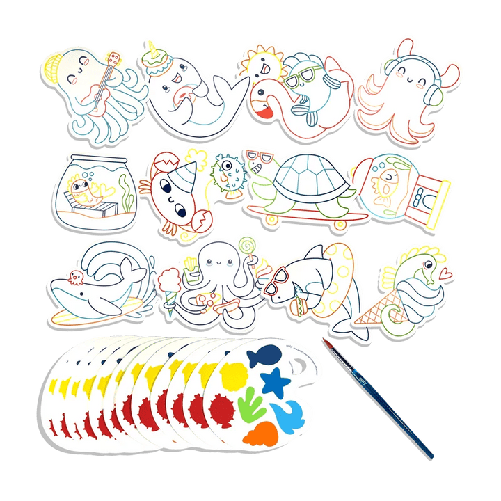 OOLY Playful Painters: Easy Watercolor Painting Kit – Ocean Pals - Nest and Sprout-Ooly