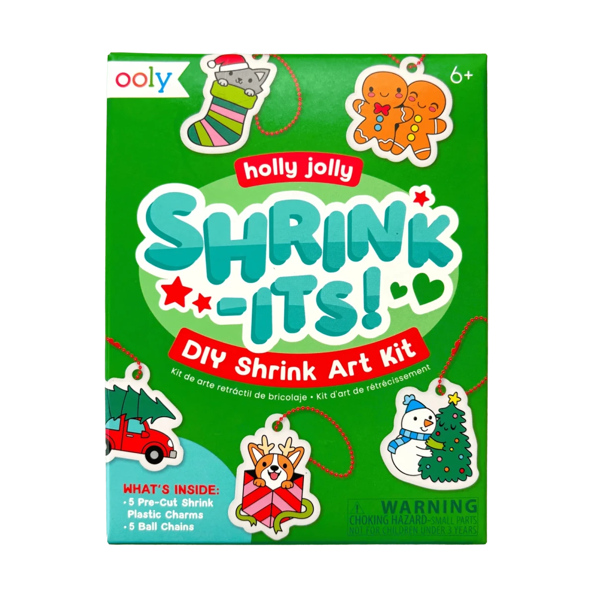 Shrink-Its! Mini DIY Shrink Art Kit - Holly Jolly - 5 Charms - Nest and Sprout-Ooly
