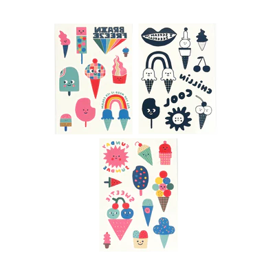 Tattoo-Palooza x Suzy Ultman: Temporary Tattoos Mini Pack - Ice Cream Party  FNAL SALE