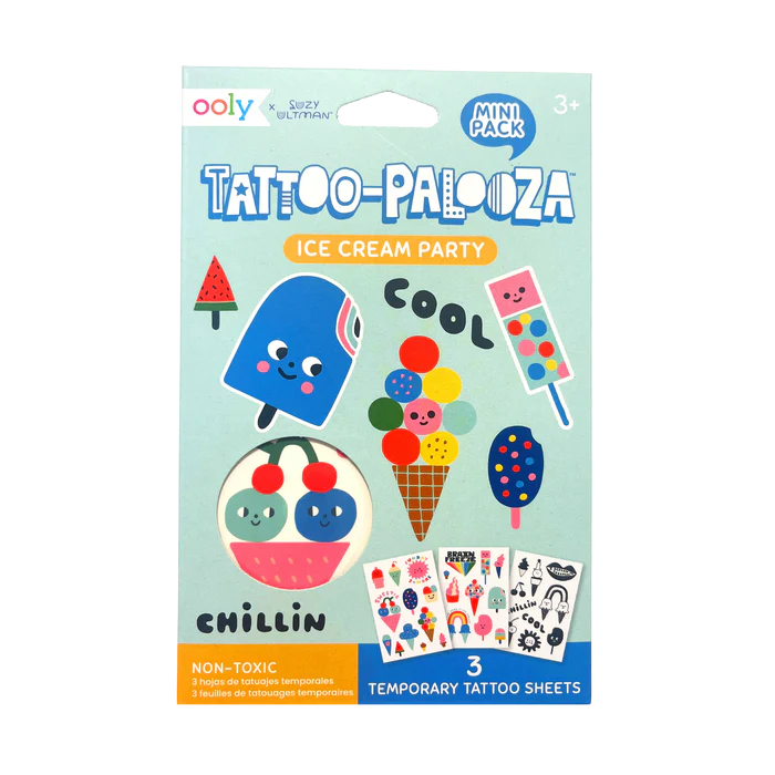 Tattoo-Palooza x Suzy Ultman: Temporary Tattoos Mini Pack - Ice Cream Party  FNAL SALE