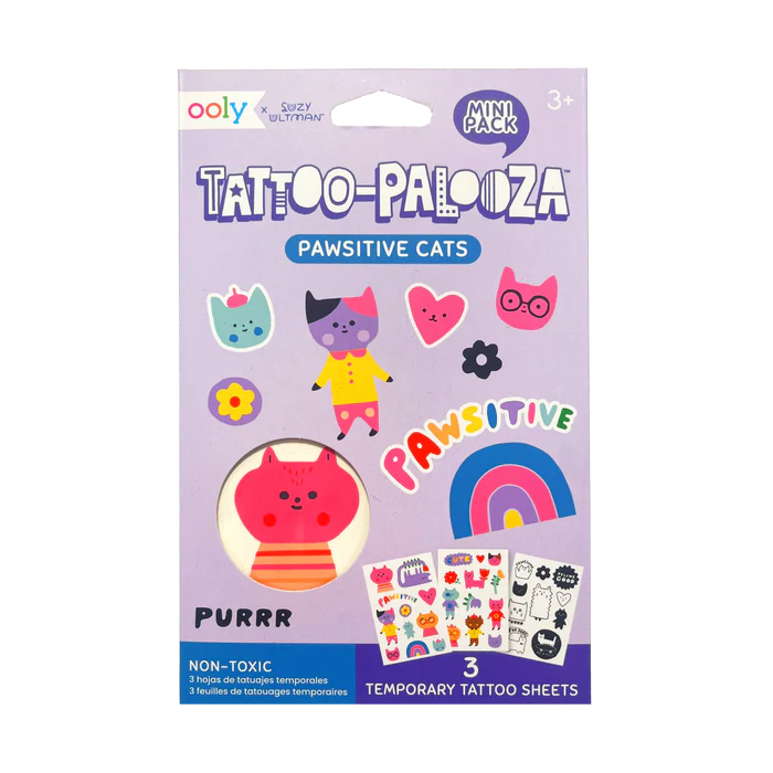 Tattoo-Palooza x Suzy Ultman: Temporary Tattoos Mini Pack - Pawsitive Cats