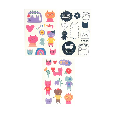 Tattoo-Palooza x Suzy Ultman: Temporary Tattoos Mini Pack - Pawsitive Cats