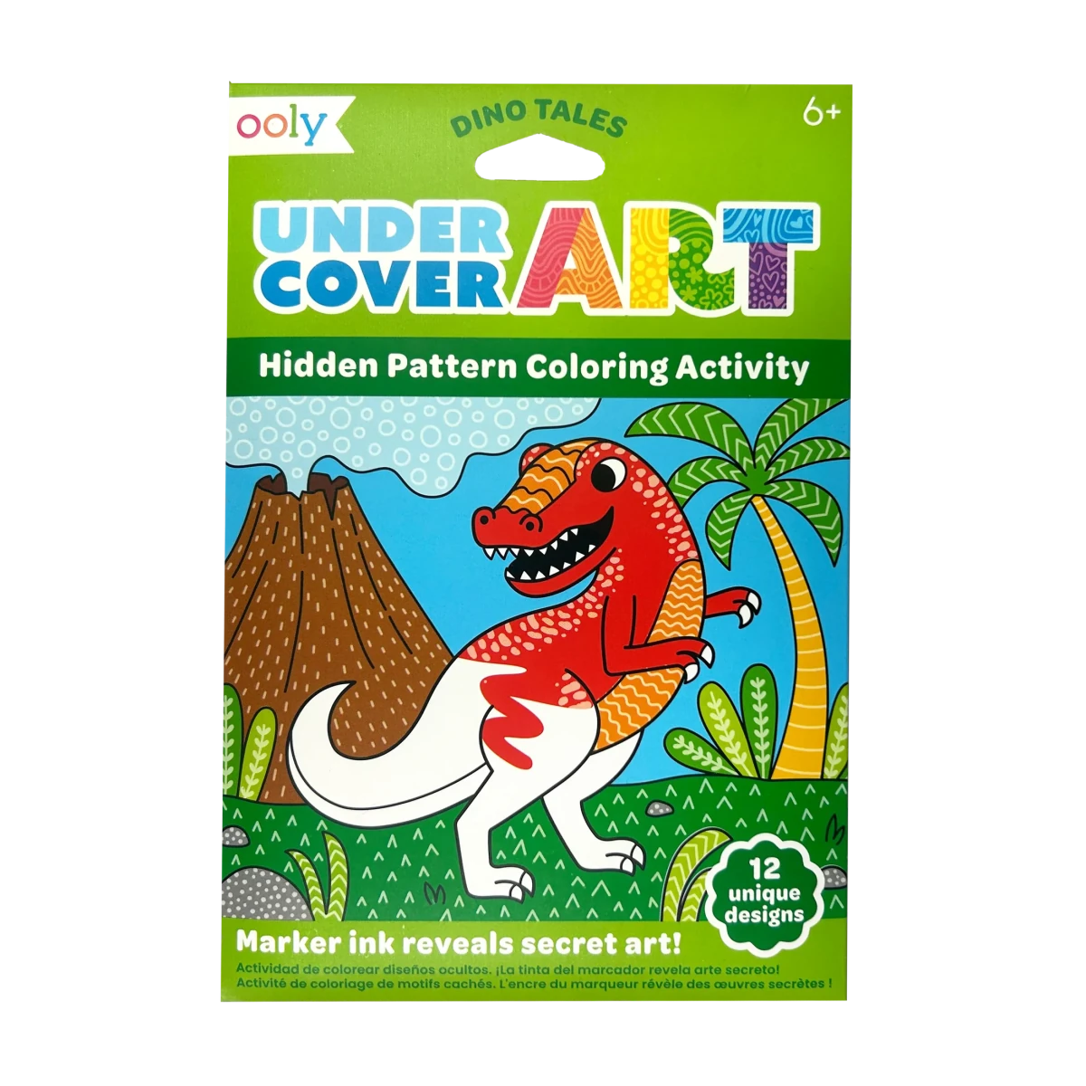 Undercover Art Hidden Pattern Coloring Activity Art Cards - Dino Tales - Nest and Sprout - Ooly