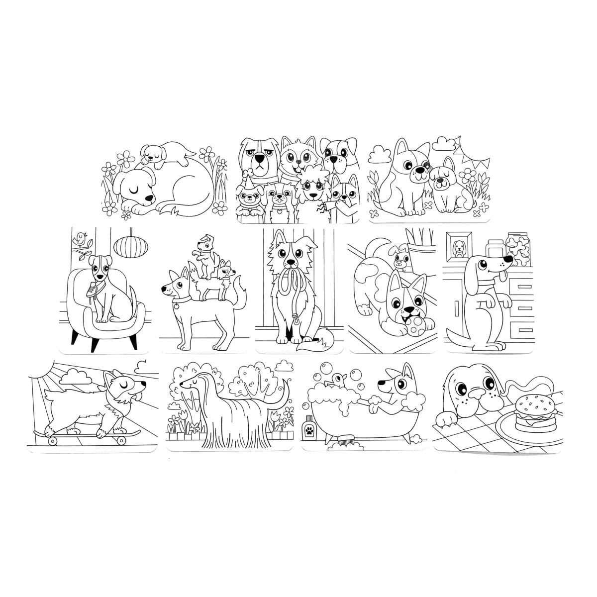 Undercover Art Hidden Pattern Coloring Activity Art Cards - Dog Days - Nest and Sprout - Ooly