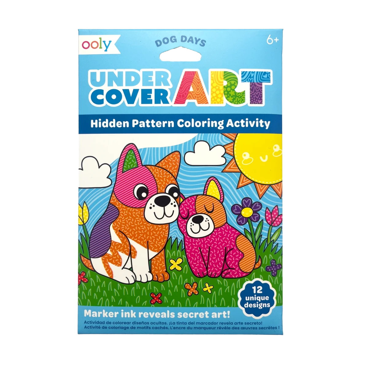 Undercover Art Hidden Pattern Coloring Activity Art Cards - Dog Days - Nest and Sprout - Ooly