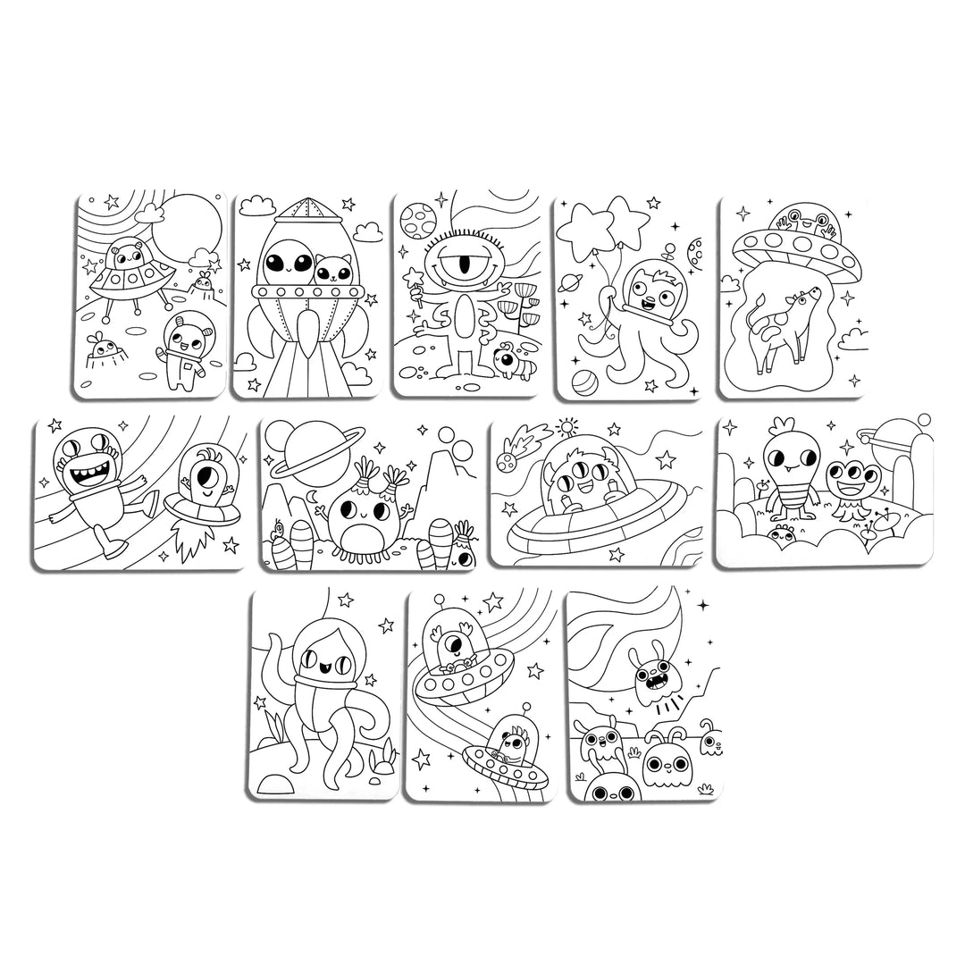 Undercover Art Hidden Pattern Coloring Activity Art Cards - Monster Aliens