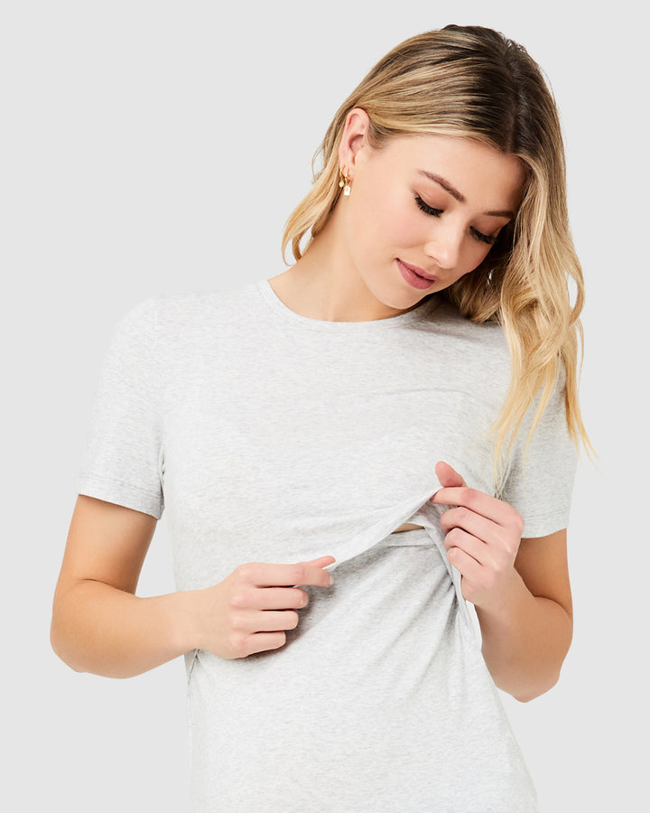 showing the lift on the Organic Nursing Tee | Silver Marle