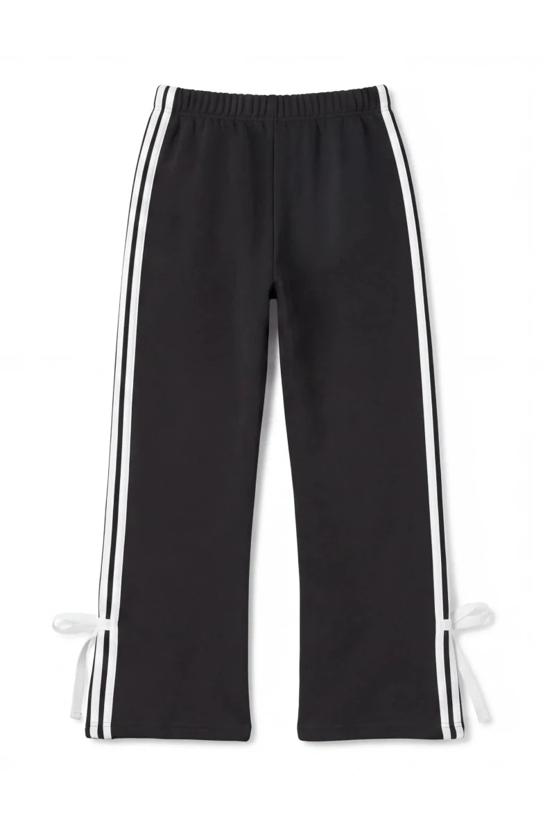 Preppy Goose Paige - Relaxed Sweatpant with Bowtie - Black - Nest and Sprout-Limeapple | Peppy Goose